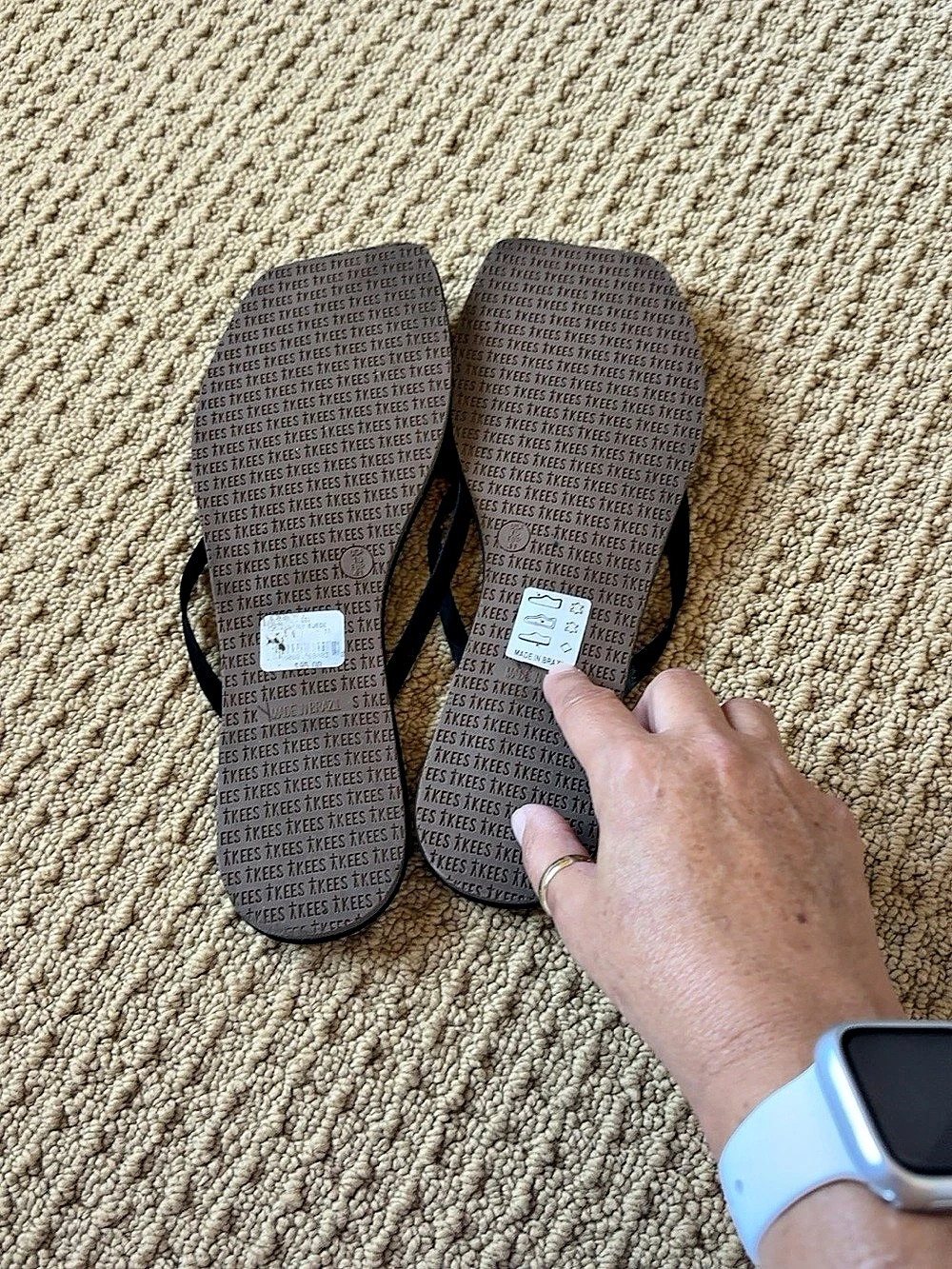 Tkees Square Toe Lily Flip Flops Black Flip Flop Sandals - Picture 3 of 3